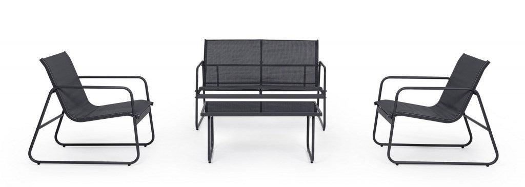 Black Forest Garden Furniture Set - Sofa, 2 Armchairs and Table