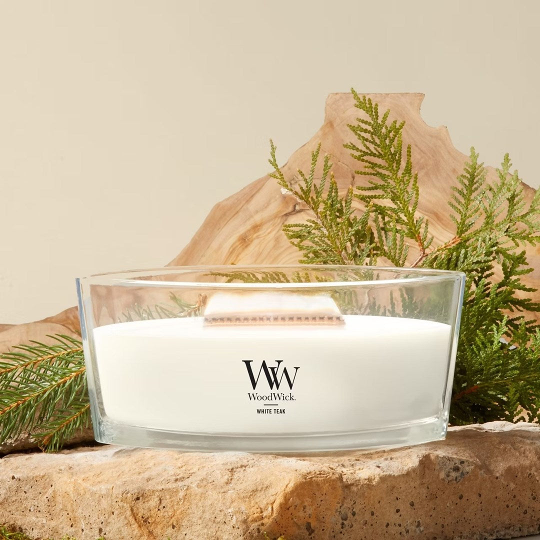 WoodWick Scented Candle Ellipse White Teak 1 pc | Model: 2674273E