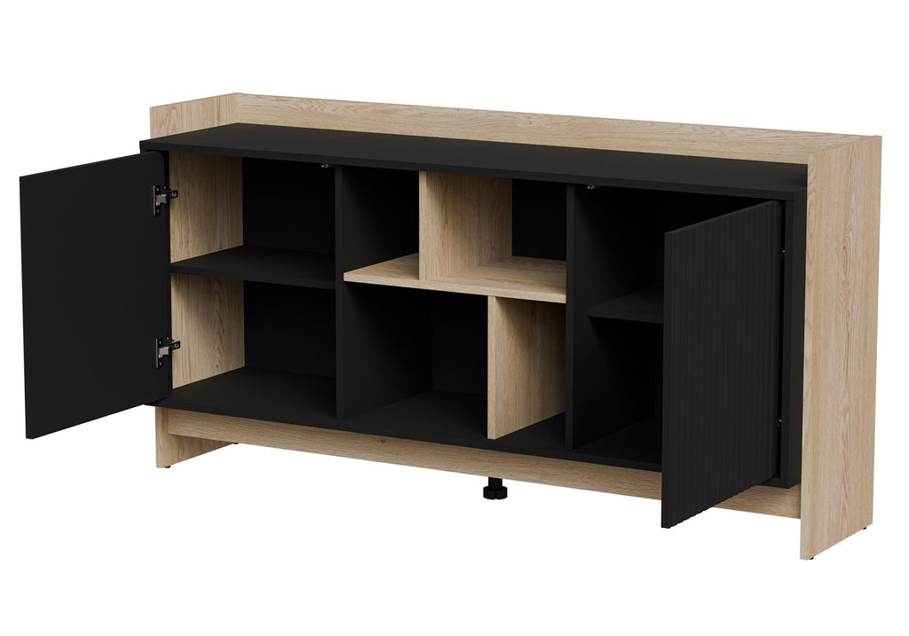 Cama PORTO 2D Chest of Drawers 150 x 38 x 77 cm Oak/Black 150x38x77