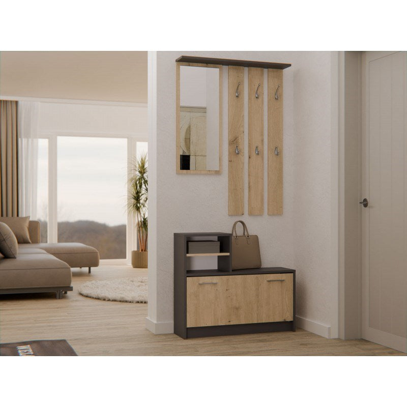 Topeshop GAR ANT/ART Entryway Cabinet, Anthracite Oak, 180 cm