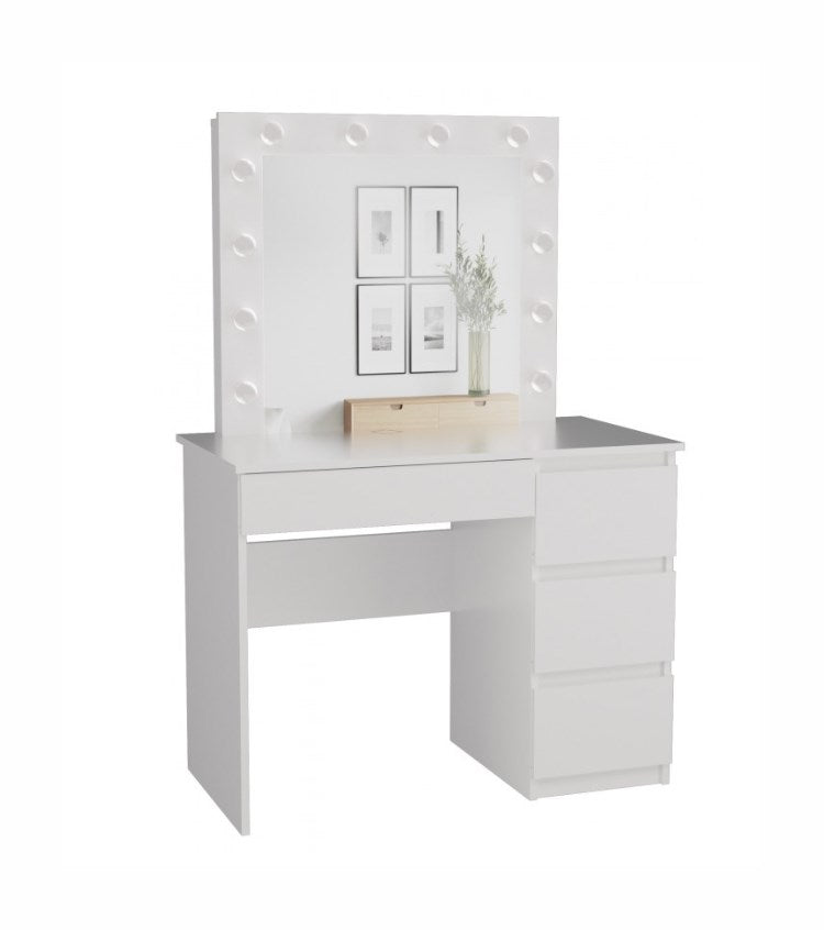 MIJAS Dressing Table Set Right-Handed White + MARINA Mirror