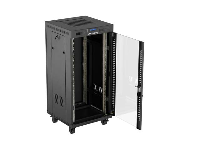 Lanberg Rack Installation Cabinet 24U 600x600 Black Glass Door V2