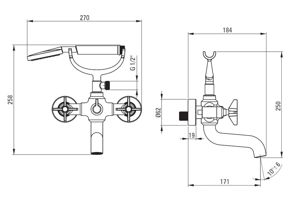 Deante Bathtub Mixer with Shower Set Nero Wall-Mounted BQT N11D