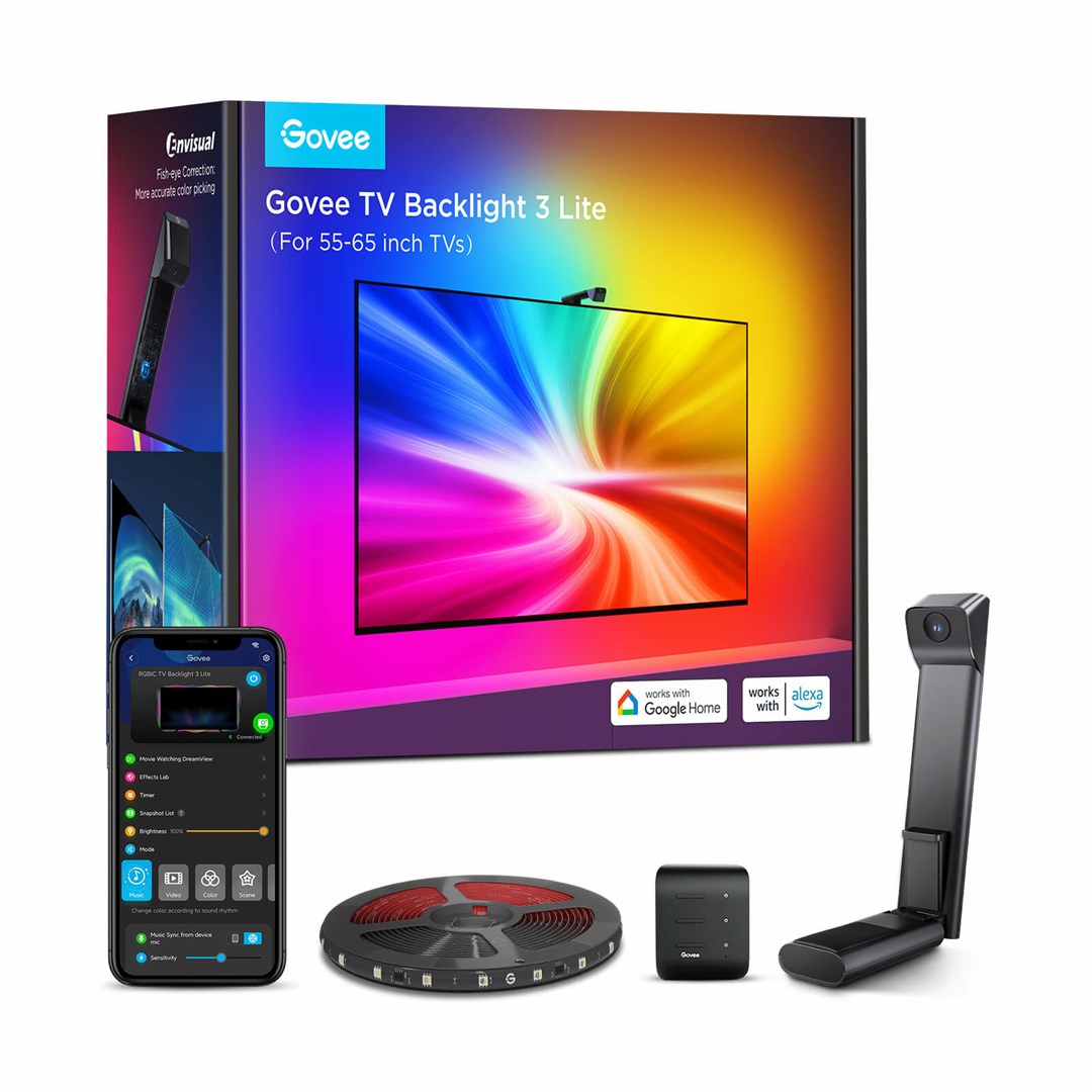 Govee H6099 TV Backlight 3 Lite LED Backlight for 75-85 inch TV RGBICW Wi-Fi+Bluetooth