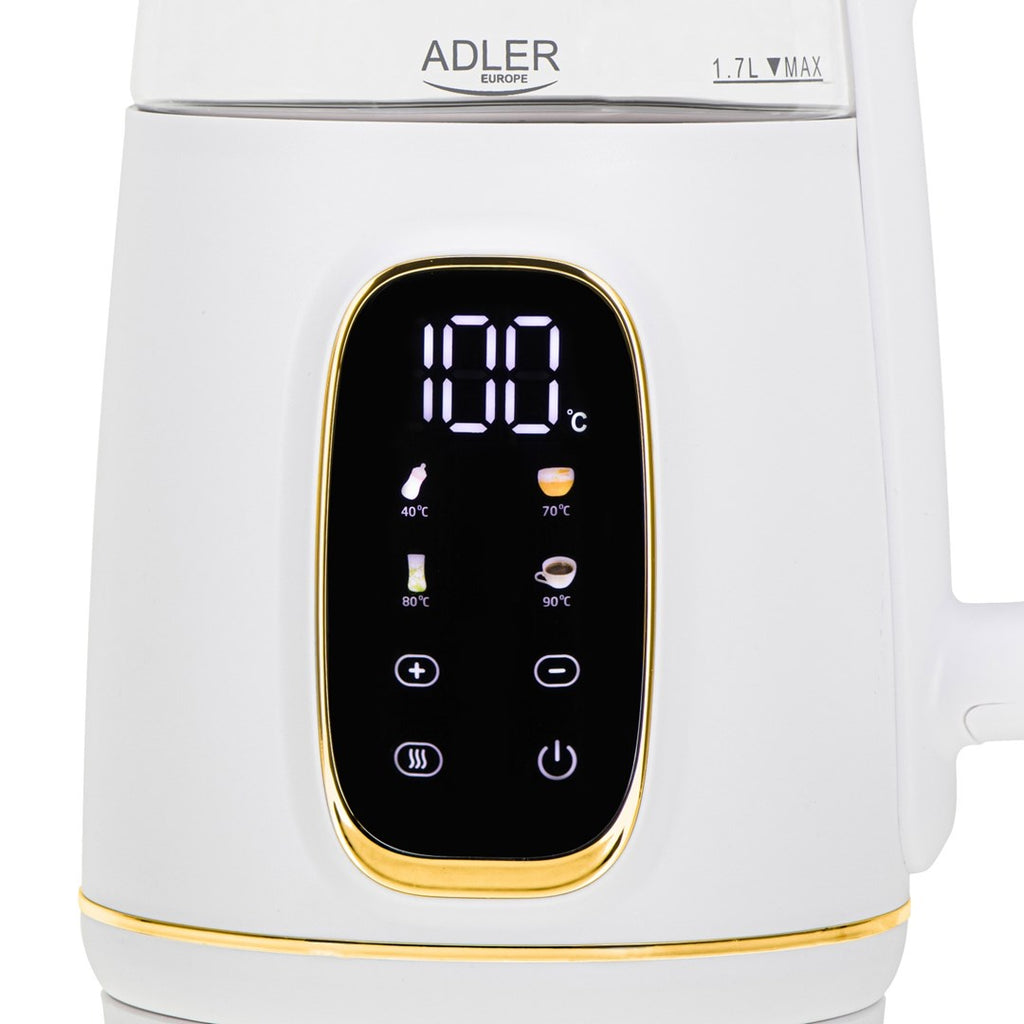 Adler AD 1305WG electric kettle 1.7 L 2200 W Transparent  Gold  White
