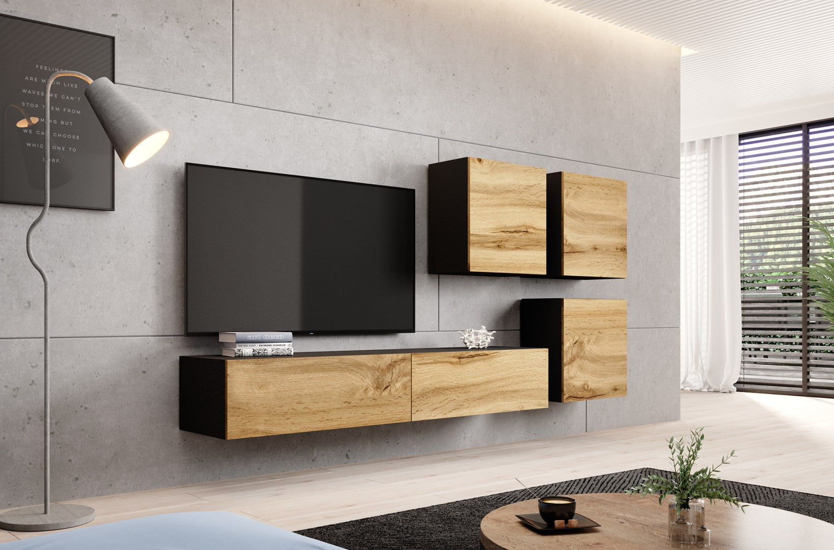 Cama TV Stand VIGO '180' 30/180/40 Black/Wotan Oak