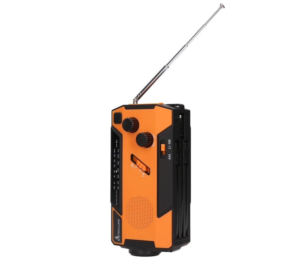 Extralink RADIO AWARYJNE SOLARNE Z KORBKA DYNAMO POWERBANK 4000MAH Z LATARKA SOS SR-4000 Portable Analog Black  Orange