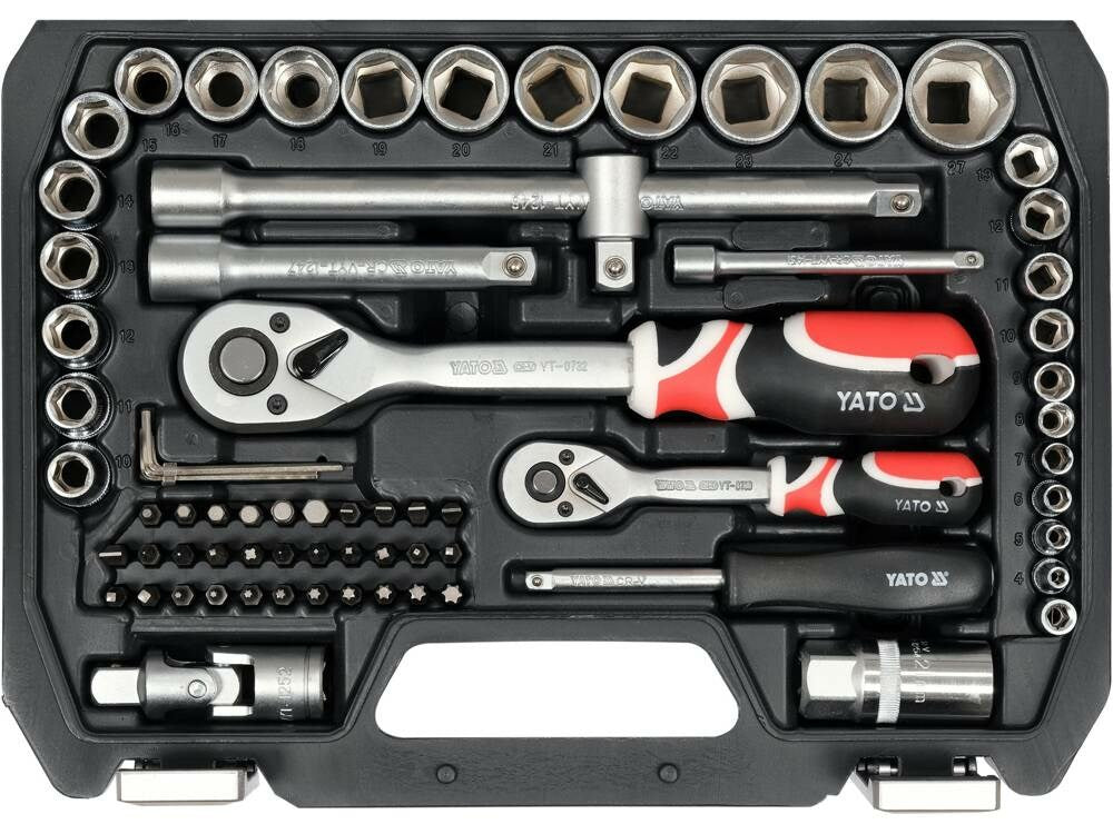 Yato Impact Socket Set 72 Pieces 4550 g Dimensions: 108 mm x 270 mm x 362 mm Model YT-38782