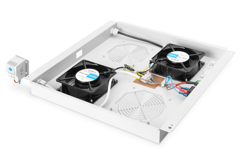Digitus DN-19 FAN-2-N Rack Fan Insert with Thermostat - Light Grey, RAL 7035 - 48.3 cm (19")