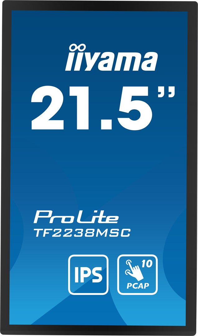 Iiyama TF2238MSC 54.5cm MTOUCH Display IPS 21.5'' - 1920x1080- DP, HDMI, USB, PCAP - Flachbildschirm (TFT/LCD) - 54,5 cm - IPS - black [Energieklasse D] (TF2238MSC-B1)