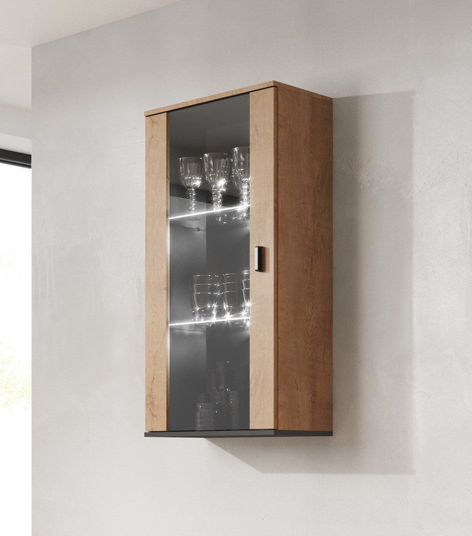 Cama Wall-Hung Display Cabinet SOHO Lefkas Oak/Black