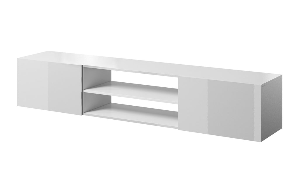 RTV Cabinet SLIDE 200K 200x40x37 cm All Glossy White - 2 Doors, 1 Shelf