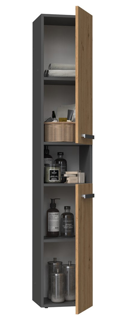 Topeshop Bathroom Storage Cabinet NEL I ANT/ART Graphite Oak