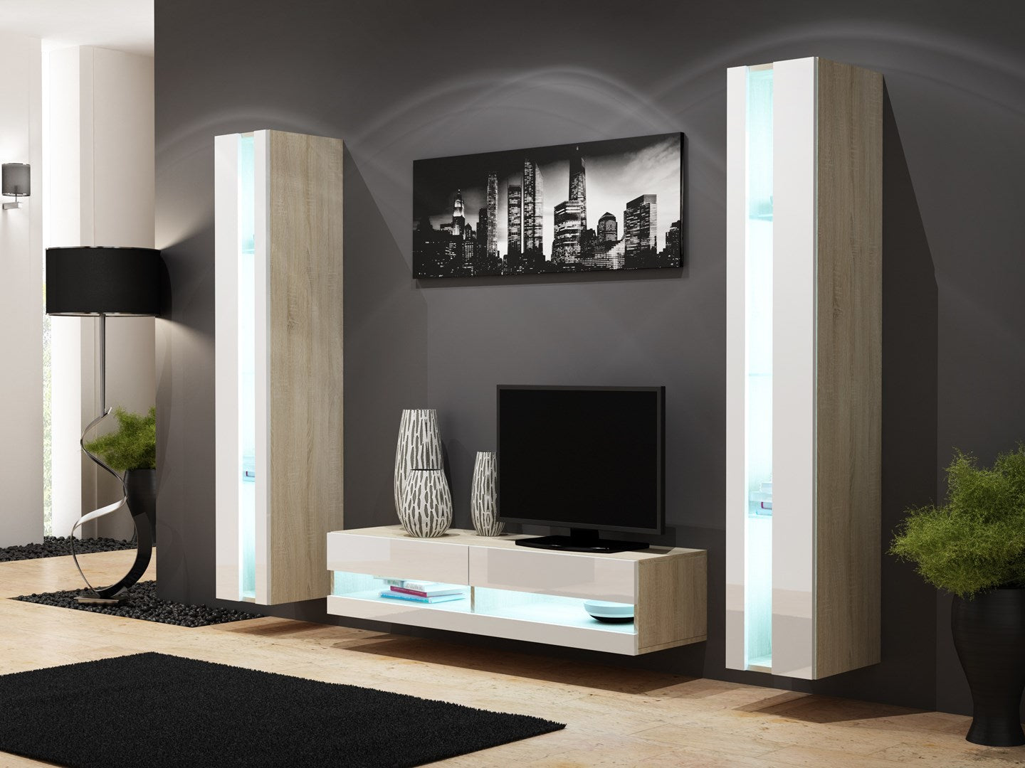 VIGO NEW Shelf Unit 180/40/30 cm Sonoma/White Gloss