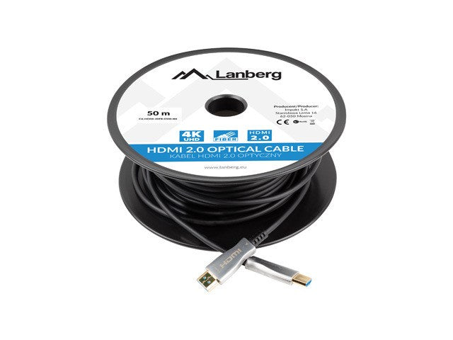 Lanberg HDMI M/M Optical Cable, 50 m, 4K, v2.0, Black, Model CA-HDMI-20FB-0500-BK