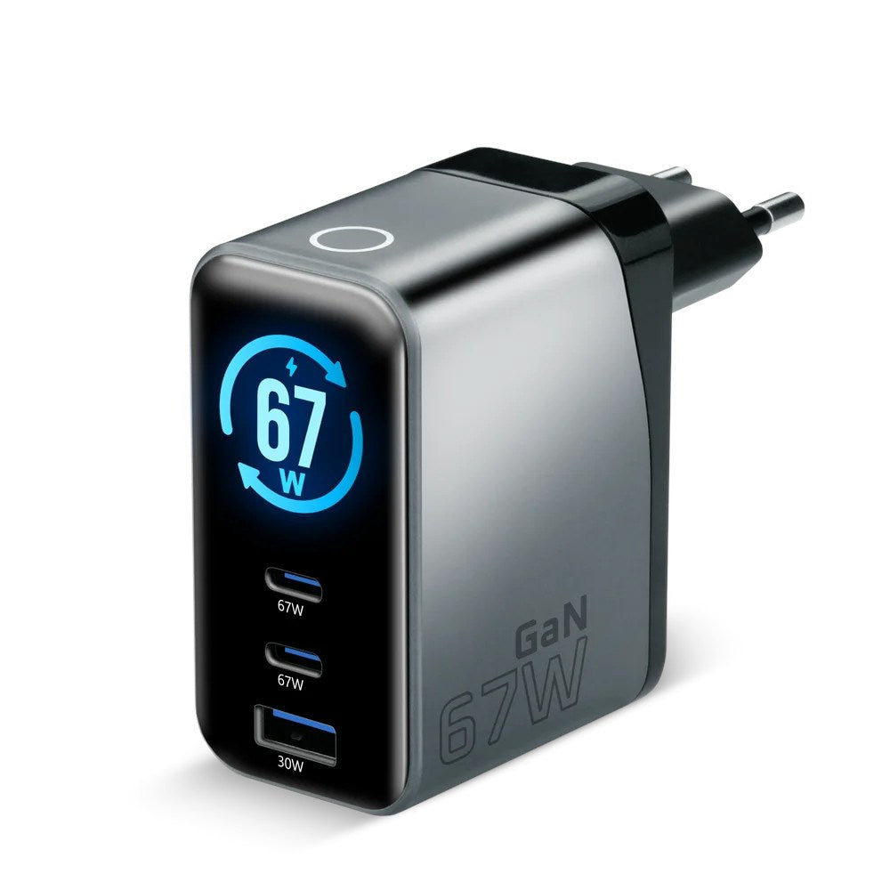 Charger GaN 1 x USB  2 x USB-C Quick Charge 4+ 67W black