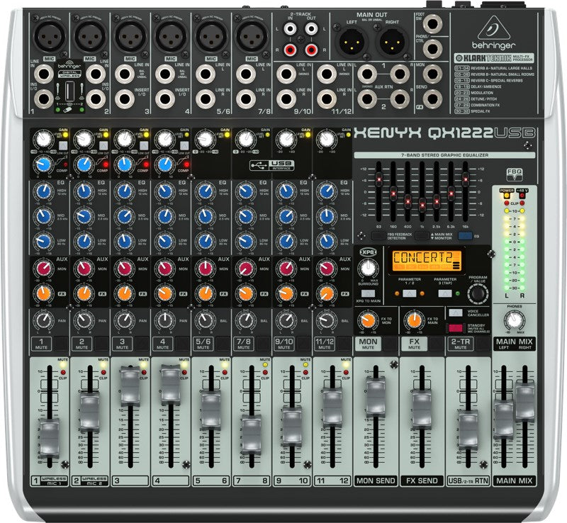 Premium 16-Channel USB Analog Mixer with 4 XENYX Mic Preamps 16-Kanal-USB-Analogmixer 2/2-Bus-Architektur