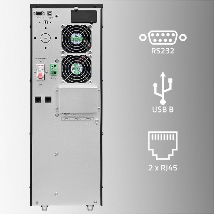 Qoltec Uninterruptible Power Supply (UPS) 6kVA 6000W Power Factor 1.0 LCD EPO USB Online
