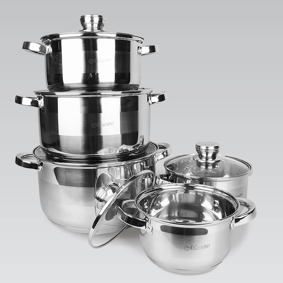Maestro Cookware Set 10 Items Stainless Steel - Model MR-2220-10