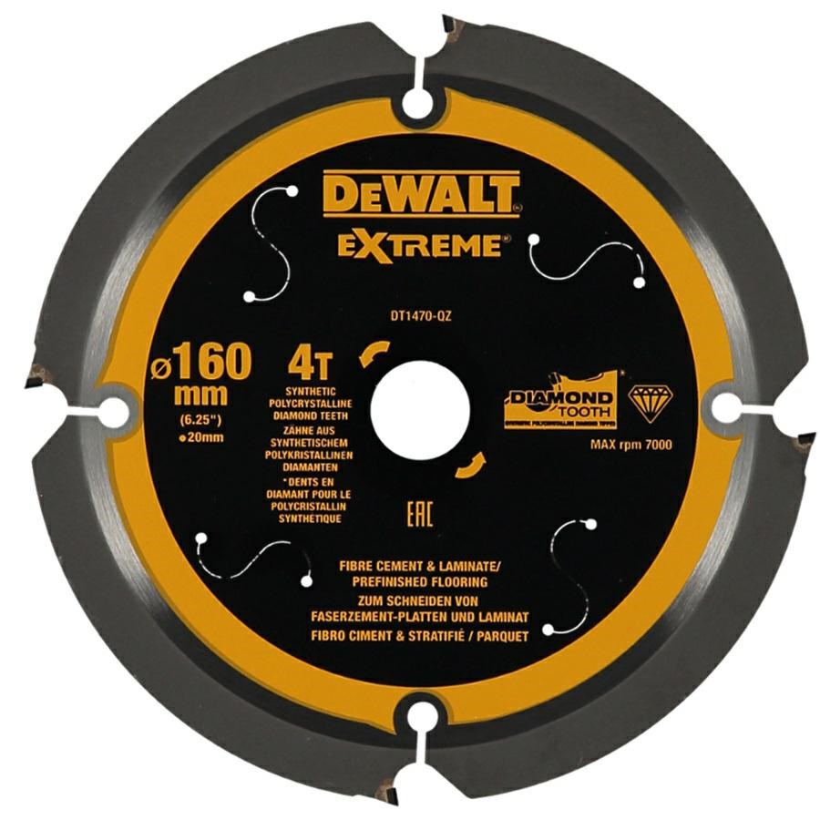 DeWALT DT1470-QZ Extreme PCD Fibre Cement Saw Blade 160 mm x 20 mm x 4T Z40