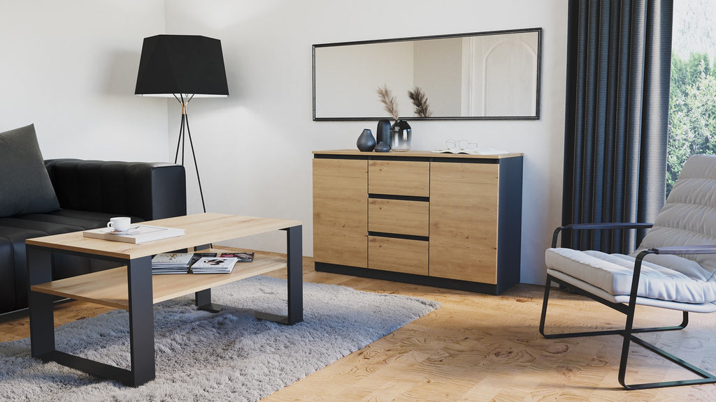 Topeshop Chest of Drawers 2D3S Anthracite Artisan Oak