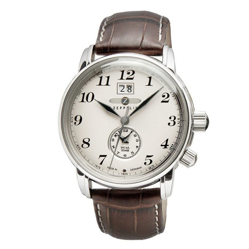 Zeppelin LZ127 7644-5 Quartz Watch, Stainless Steel Case, Leather Strap, 50 M Water Resistance