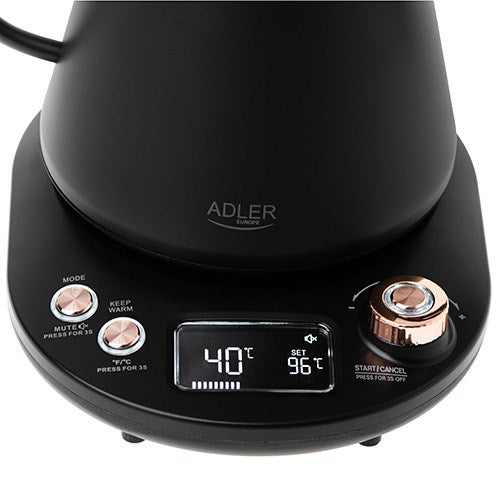 Adler Electric Kettle 1.0L Black/Gold Gooseneck