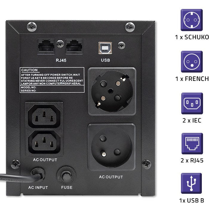 Qoltec Monolith UPS 2000VA 1200W Uninterruptible Power Supply