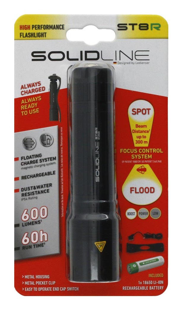 Ledlenser ST8R Hand Flashlight Black LED | Model 502215