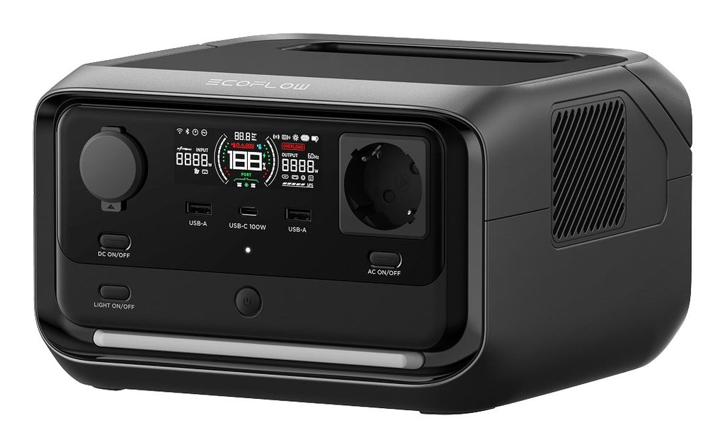 ECOFLOW River 3 PLUS Portable Power Station - 2674 W - 9 Output Ports - Black/Grey