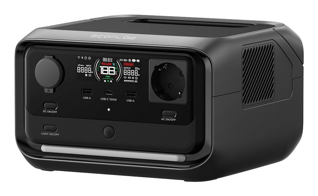 ECOFLOW River 3 PLUS Portable Power Station - 2674 W - 9 Output Ports - Black/Grey