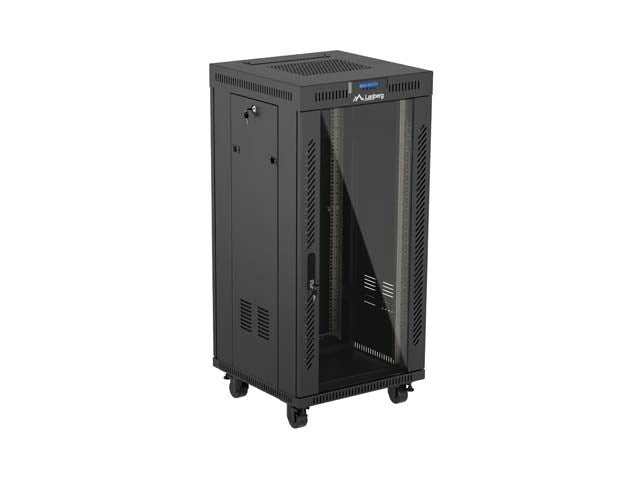 Lanberg Rack Installation Cabinet 24U 600x600 Black Glass Door V2