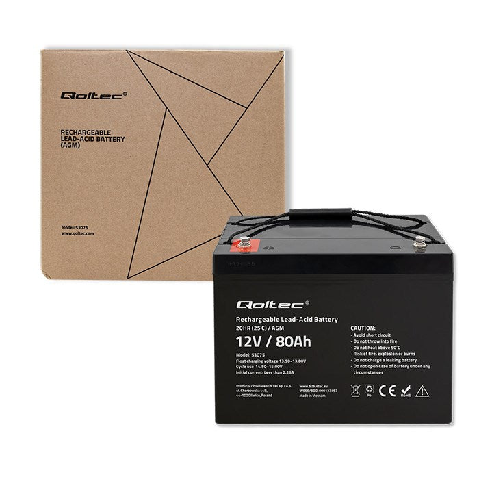 Qoltec Battery 80 Ah 12 V for Alarm Systems 53075