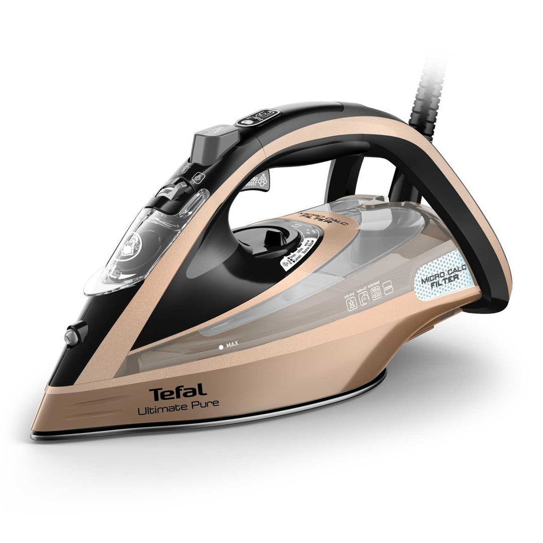 Tefal Ultimate Pure FV9852E0 Iron Dry & Steam 3200 W Durilium AirGlide Black Copper