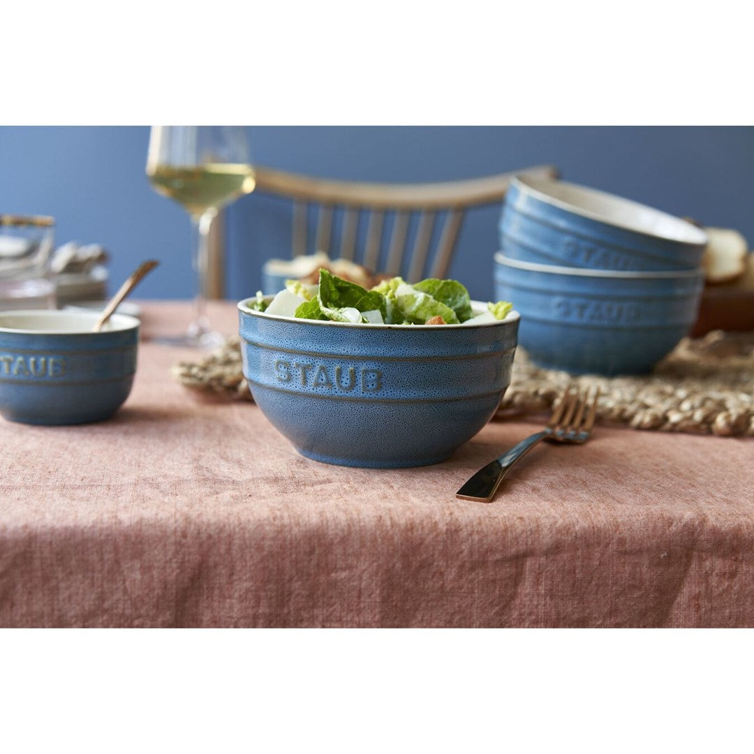 Staub Set of 4 Round Bowls 14 cm Enameled Ceramic Antique Turquoise