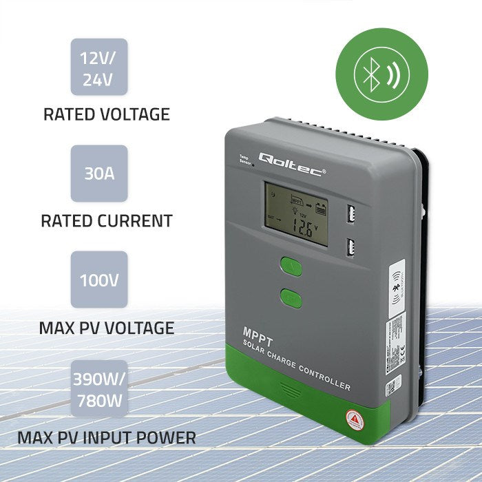 Qoltec Solar Charge Controller MPPT with Temperature Sensor - Advanced Energy Management