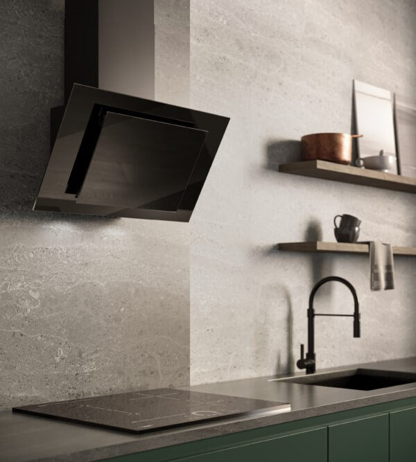 Vertical Eco Duo Glass Wall-mounted chimney hood Black