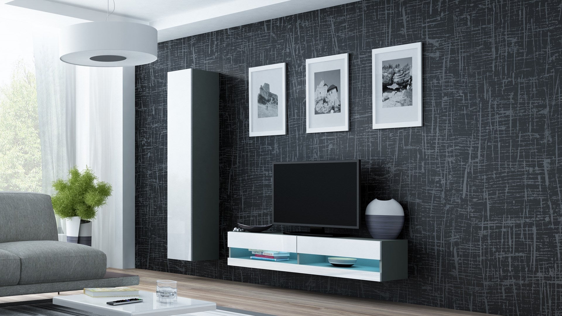 Cama VIGO NEW TV Stand 30/140/40 Grey/White Gloss