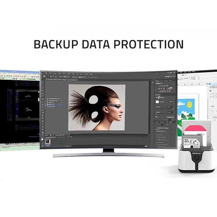 Qoltec 50309 HDD SSD Docking Station 2.5 3.5 SATA III USB 3.0 with Cloning Function 5Gb/s