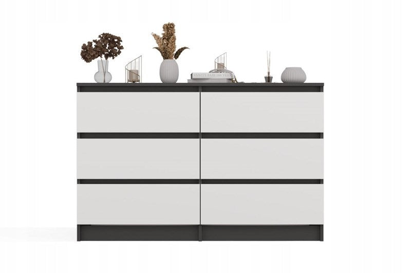 Malwa M6 Chest of Drawers 120 cm 6 Drawers Anthracite/White