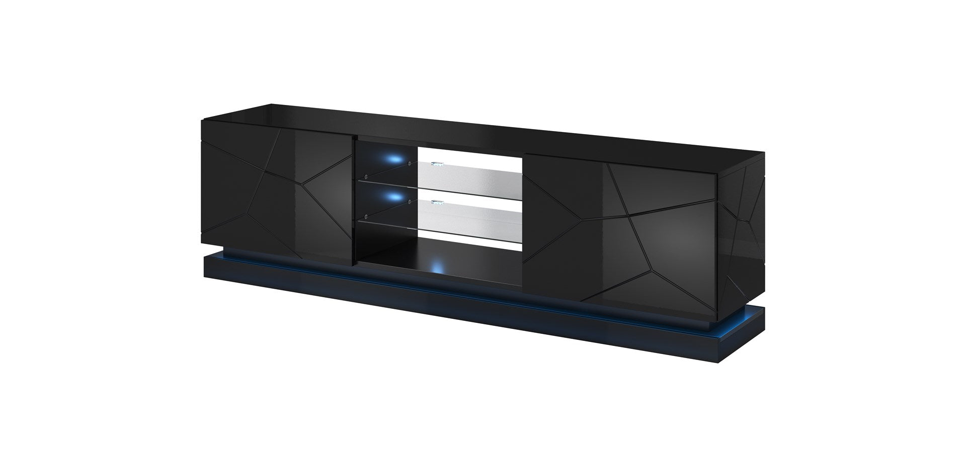 Cama TV Cabinet QIU 200 MDF Black Gloss/Black Gloss