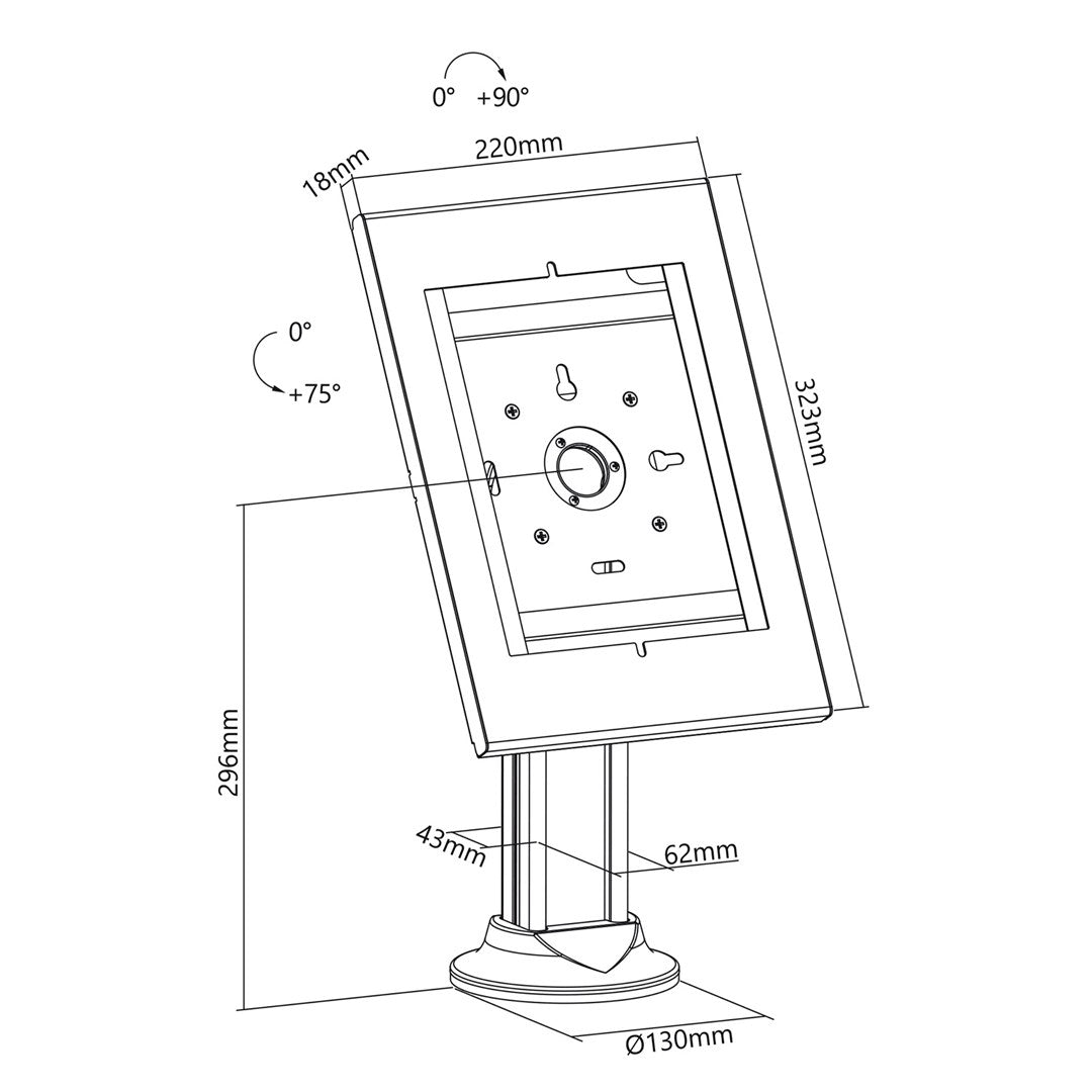 Maclean Desktop Tablet Holder Stand for 9.7-10.2" Devices - Adjustable - Model MC-908W