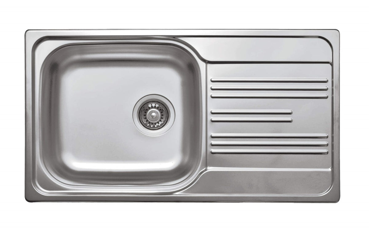 1-Bowl Steel Sink with Drainer - Satin Finish 78x43.5 cm