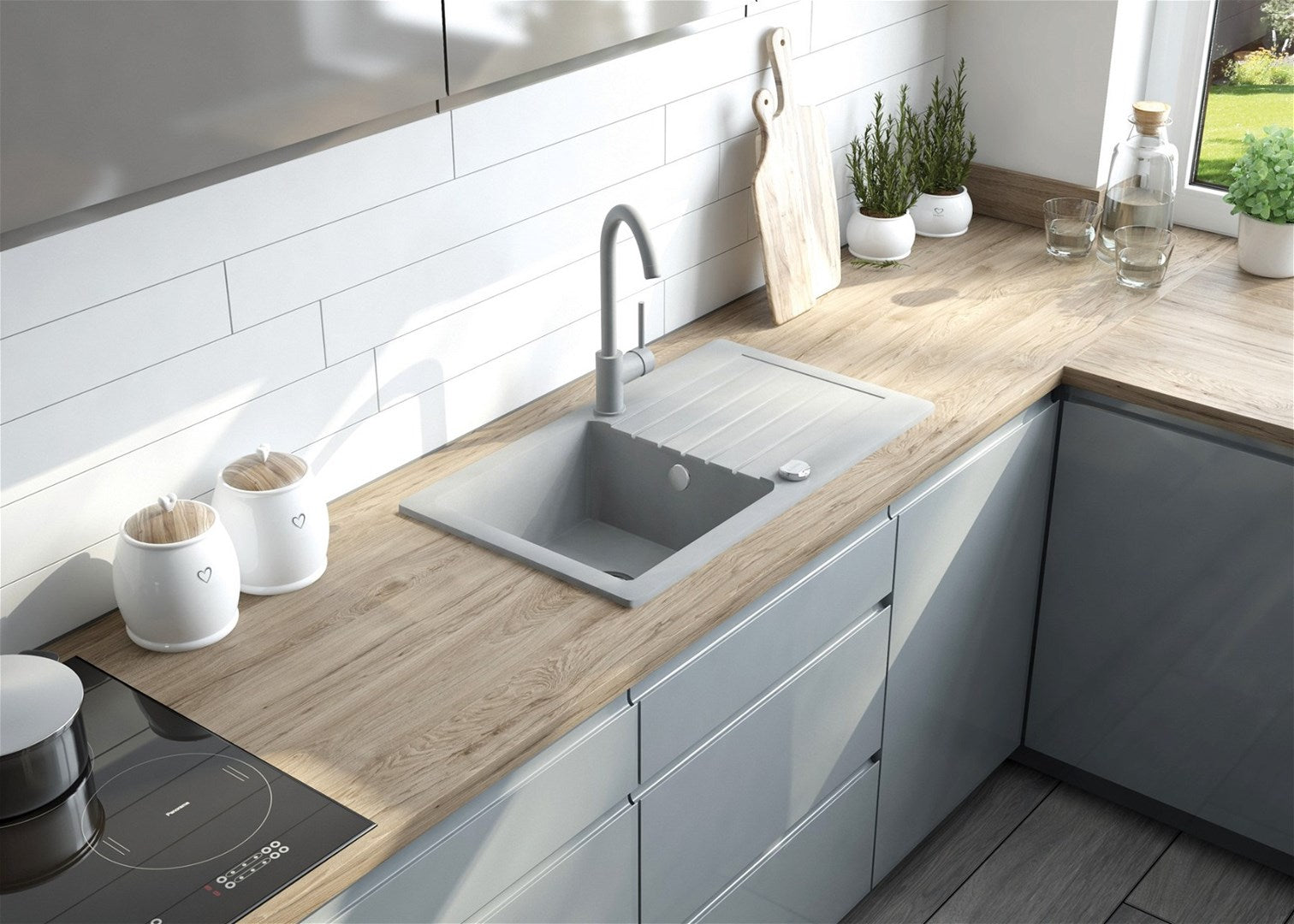 1-bowl granite sink with drainer