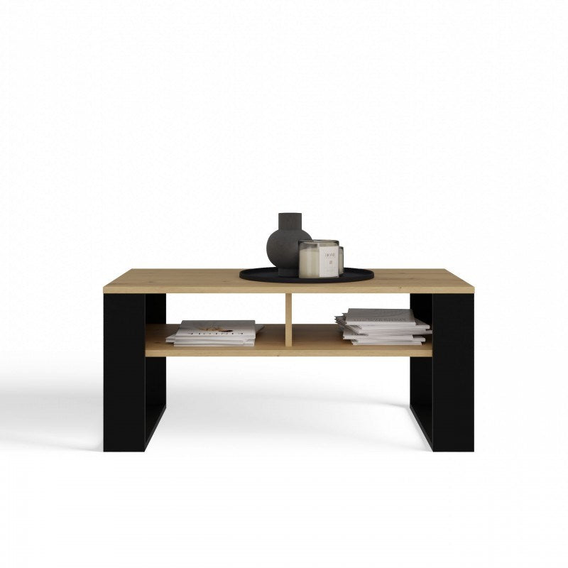 MODERN 2P Slim Coffee Table Artisan Oak/Black with Black Legs - Model: MODERN 2P SLIM