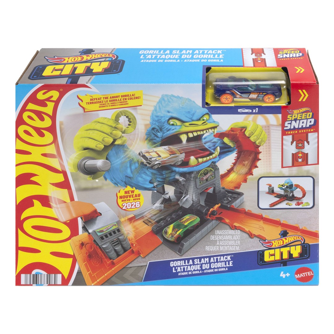Hot Wheels City Gorilla Slam Attack Playset & Toy Car  Multiple Ways to Play  Speed Snap Track