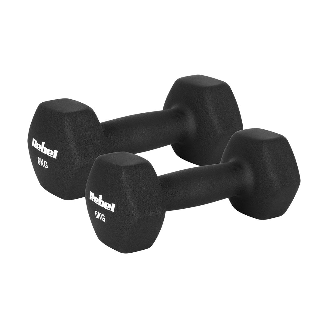 Hantelki żeliwne neoprenowe HEX 2x6kg  REBEL ACTIVE