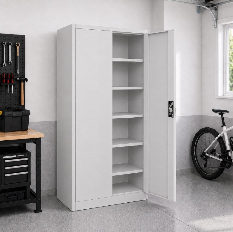 Iron Mate Wardrobe Mars_7035 - Metal, 1850 mm Height, 900 mm Width, 450 mm Depth, Grey
