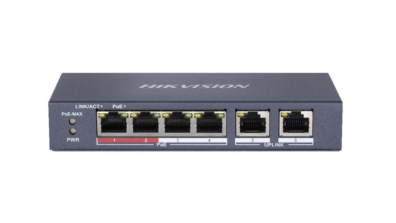 Hikvision DS-3E0106P-E/M Fast Ethernet Switch 6-Port PoE Blue