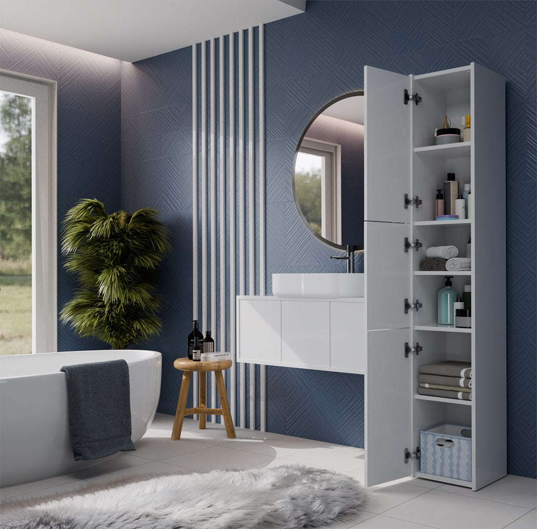 S33 BIEL Modern Bathroom Cabinet White 31x30x174 cm
